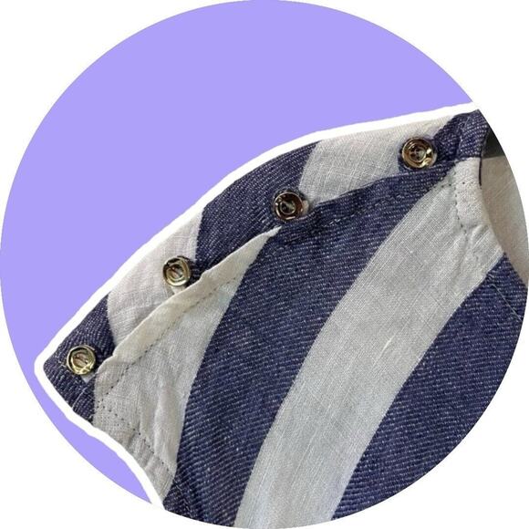 Talbots Women Linen Sleeveless Peplum Blouse Top Linen Blue Stripe 18 20 2X - Picture 6 of 11